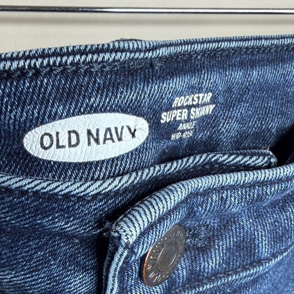 Old Navy Rockstar Super Skinny Mid-Rise Ankle Jeans Stretch Midnight Blue Denim - Picture 6 of 13